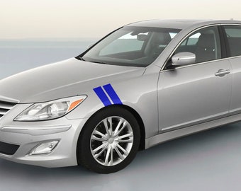 Hyundai Genesis / Genesis Coupe 4" dubbla skärmremsor Hash Mark Stripe dekalkit - Flera färger tillgängliga