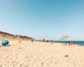 CAPE COD PHOTOGRAPHY, Beach Photo, East Coast, Wellfleet, Massachusetts, Summer, Umbrellas, Coastal, Ocean