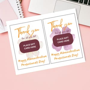 Administrative Professionals Day Gift Card Holder – Employee Appreciation Gift Card Holder, Printable – Instant Digital Download