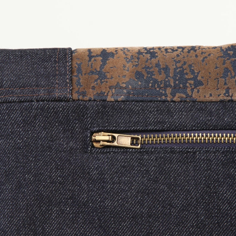 Brown fold over crossbody bag with zipper denim and suede Etsy