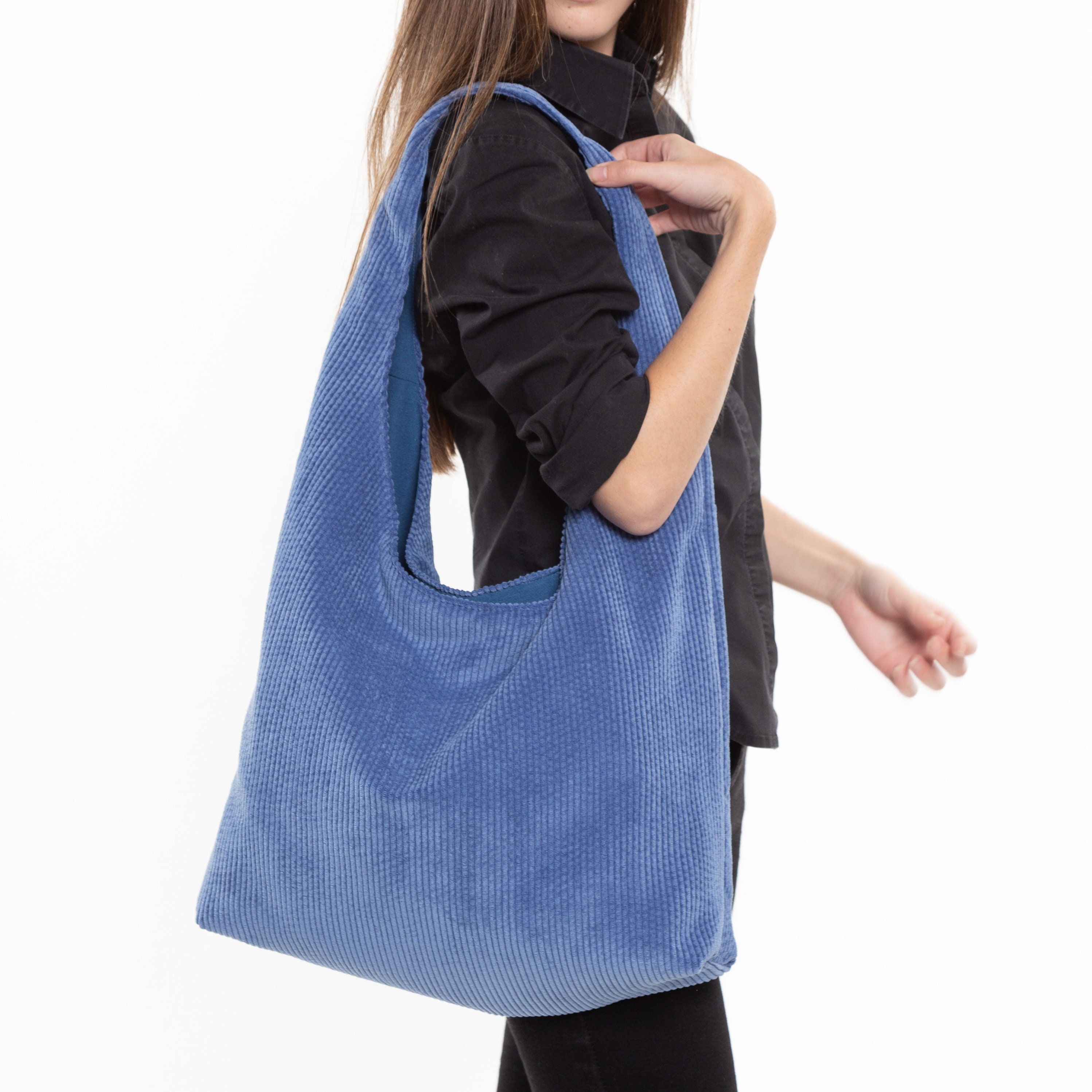 【EMIS】CORDUROY DAILY LONG HOBO BAG-NAVY EMIS CORDUROY DAILY LONG HOBO BAG