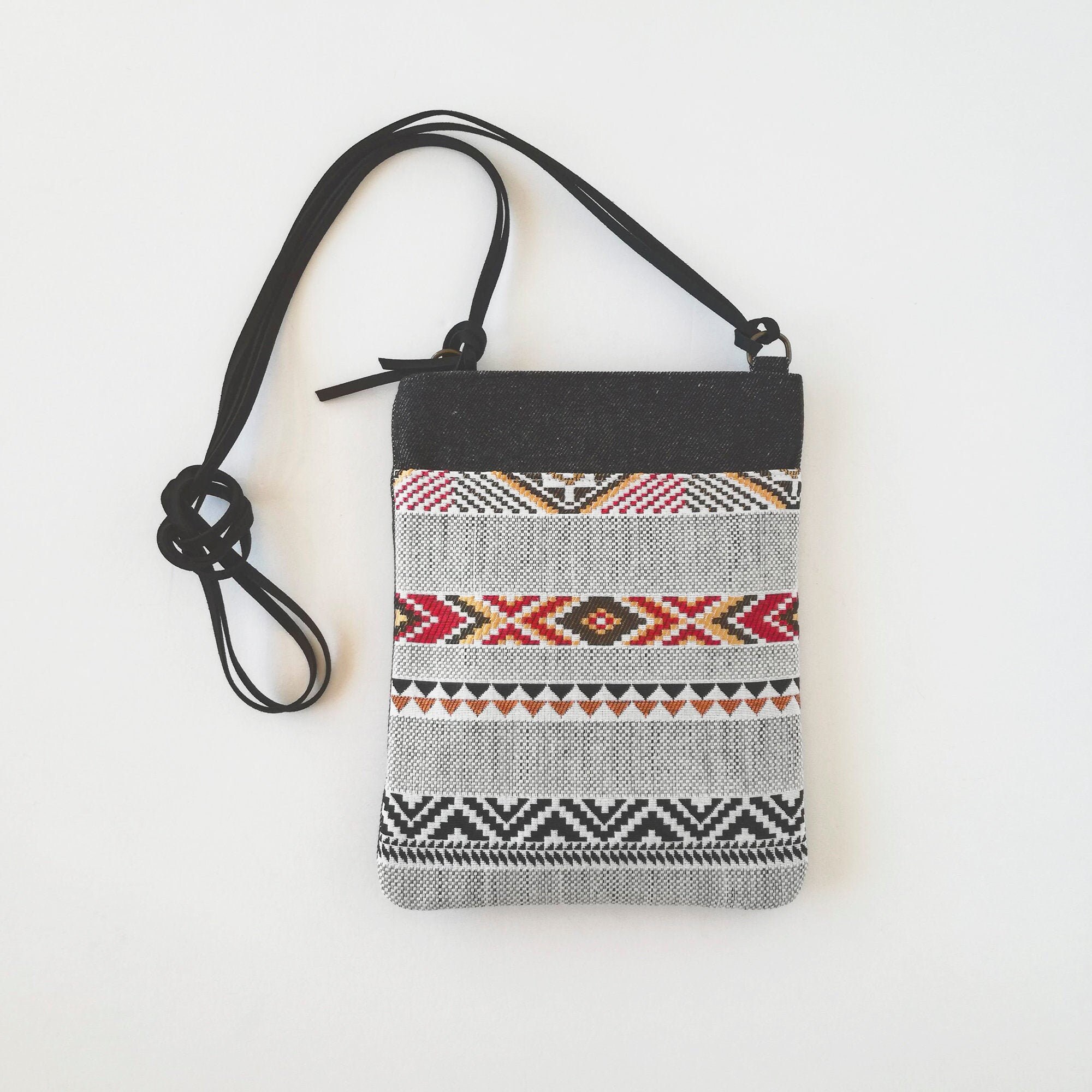 Small Tribal Sling Bag for Women With Front Pocket Bohemian Etsy UK