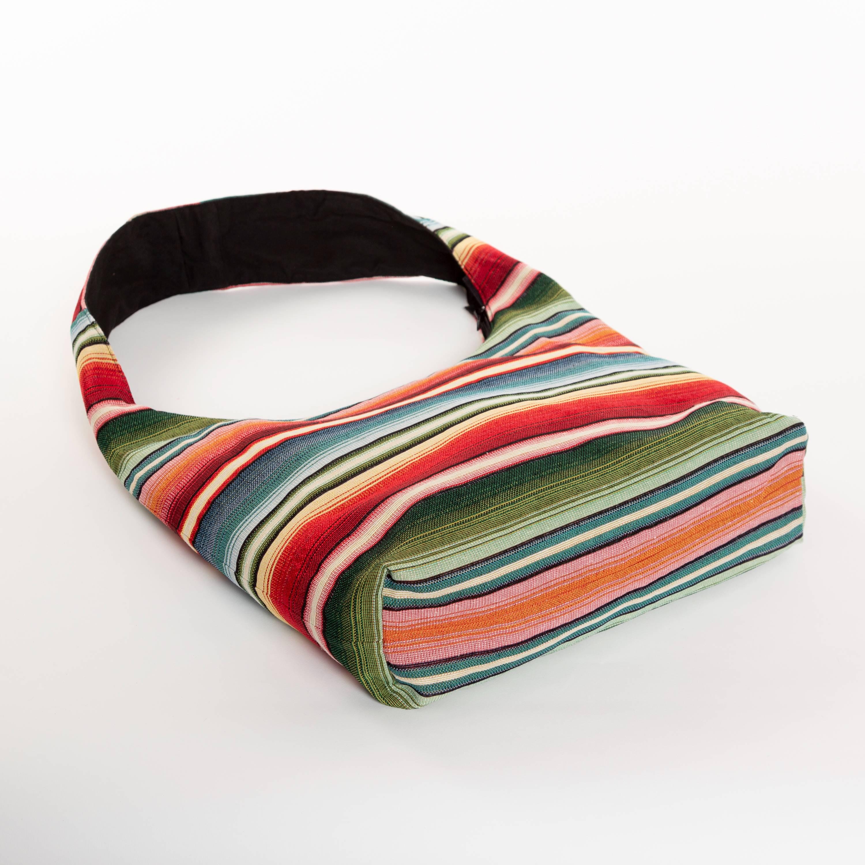 Striped Canvas Hobo Bag: Large Colorful Lightweight Boho 