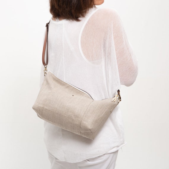linen messenger bag