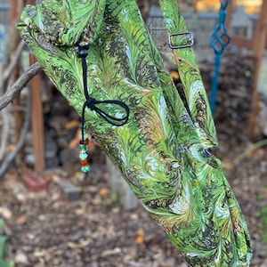 Green and Brown “Oil Slick” Fabric Reinforced Yoga Bag