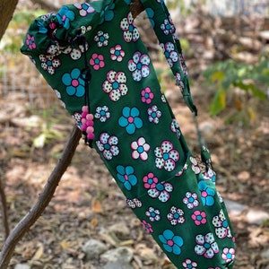 Fun Yoga Bag with Pink and Turquoise Flowers