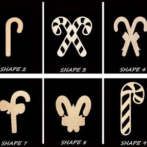 Smooth Laser Cut Candy Cane Shape Set 1 - Unfinished Cutout - Many Sizes, Styles, and Designs - 3mm Or 6mm Wooden Craft Supply