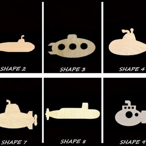 Smooth Laser Cut Submarine Shape Set 1 - Unfinished Cutout - Many Sizes, Styles, and Designs - 3mm Or 6mm Wooden Craft Supply