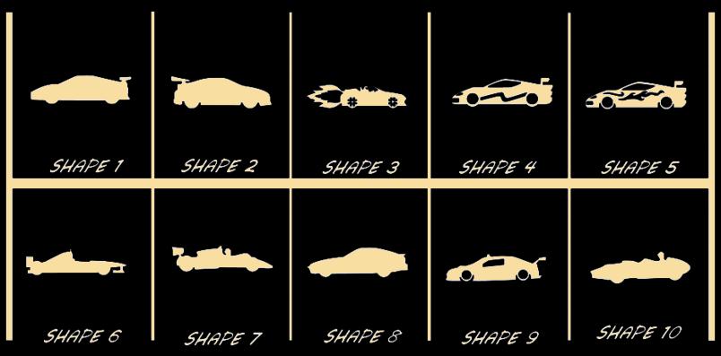 Smooth Laser Cut Race Car Shape Set 1 - Unfinished Cutout - Many Sizes, Styles, and Designs - 1/4" Birch or 1 MM Acrylic Craft Supply