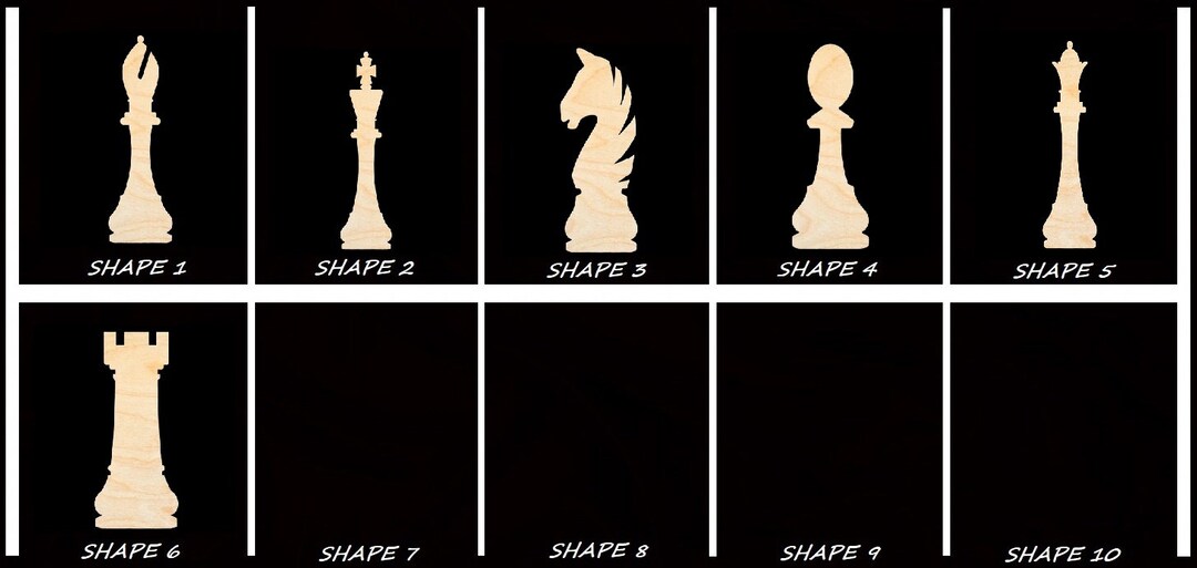 Smooth Laser Cut Chess Pieces Shape Unfinished Cutout Multiple Sizes