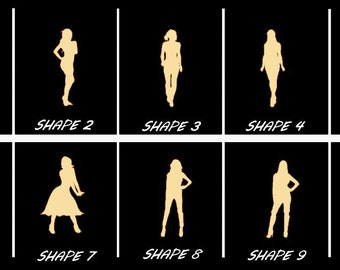 Smooth Laser Cut Women Posing Shape Set 2 - Unfinished Cutout - Many Sizes, Styles, and Designs - 3mm Or 6mm Wooden Craft Supply