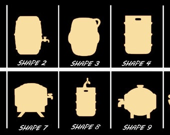 Smooth Laser Cut Beer Keg Shape Set 1 - Unfinished Cutout - Many Sizes, Styles, and Designs - 3mm Or 6mm Wooden Craft Supply
