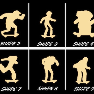 Smooth Laser Cut Skateboarder Shape Set 1 - Unfinished Cutout - Many Sizes, Styles, and Designs - 3mm Or 6mm Wooden Craft Supply