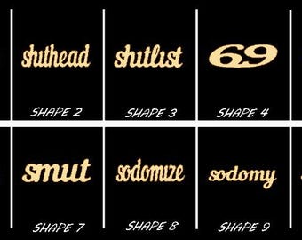 Smooth Laser Cut Curse Word Shape Set 5 - Unfinished Cutout - Many Sizes, Styles, and Designs - 3mm Or 6mm Wooden Craft Supply