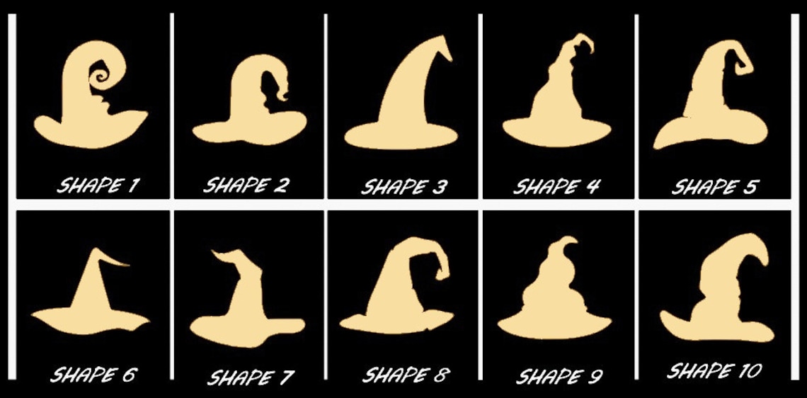 Shape Witch Pattern Smooth Laser Cut Witch Hat Shape Set 3 - Unfinished Cutout - Many Sizes ...