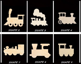 Smooth Laser Cut Train Shape Set 1 - Unfinished Cutout - Many Sizes, Styles, and Designs - 3mm Or 6mm Wooden Craft Supply