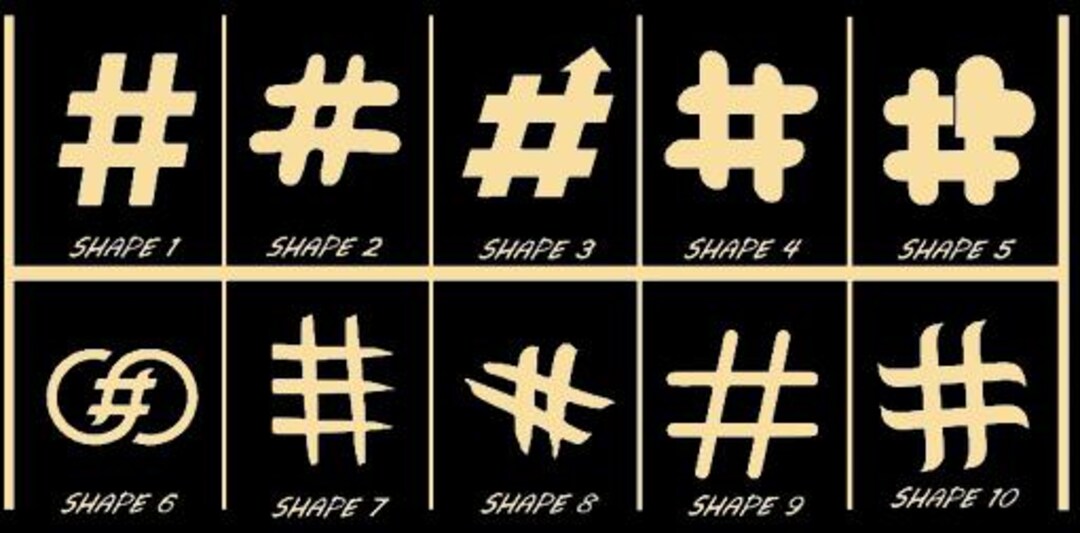 Slashed Hashtag Smooth Laser Cut Hashtag Shape Set 2 - Unfinished Cutout - Many Sizes ...