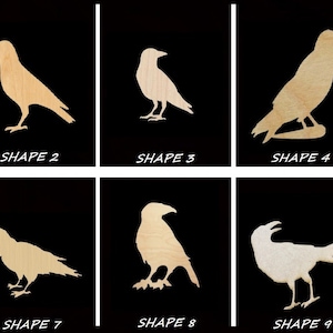 Smooth Laser Cut Crow Shape Set 1 - Unfinished Cutout - Many Sizes, Styles, and Designs - 3mm Or 6mm Wooden Craft Supply