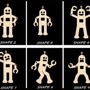 Smooth Laser Cut Robot Shape Set 1 - Unfinished Cutout - Many Sizes, Styles, and Designs - 3mm Or 6mm Wooden Craft Supply