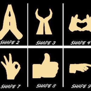 Smooth Laser Cut Hand Shape Set 1 - Unfinished Cutout - Many Sizes, Styles, and Designs - 3mm Or 6mm Wooden Craft Supply