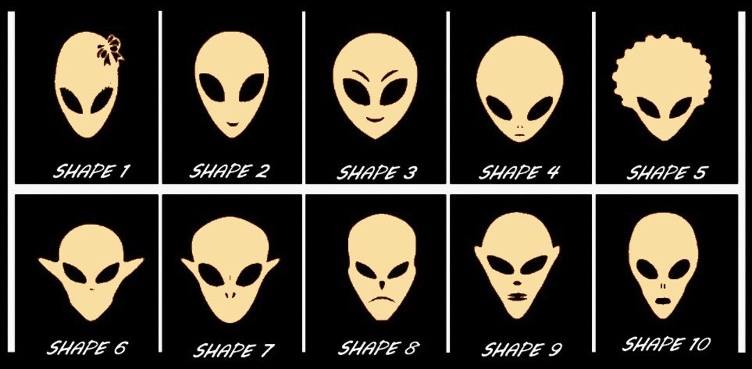 10 Alien Head Shapes SVG Design File Laser Cricut Silhouette Wood Vinyl ...