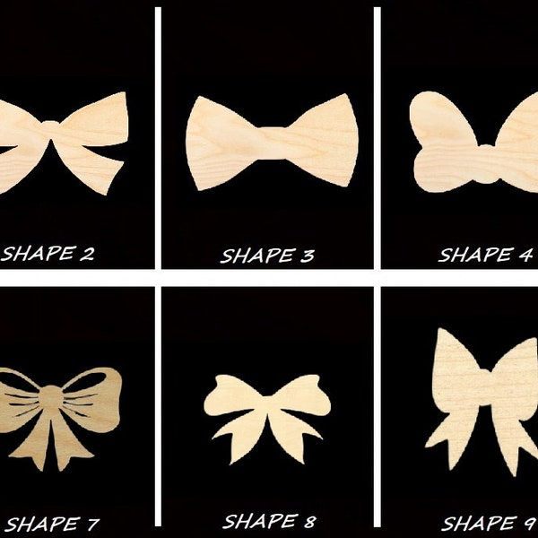 Smooth Laser Cut Bow Shape - Unfinished Cutout - Multiple Sizes, Styles, and Designs - 1/4" Thick Birch Wood Craft Supply