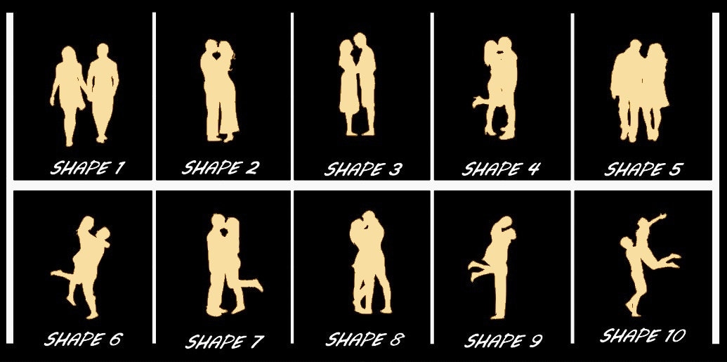 Smooth Laser Cut Couples Shape Set 1 - Unfinished Cutout - Many Sizes ...