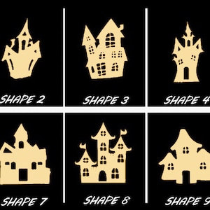 Smooth Laser Cut Haunted House Shape Set 6 - Unfinished Cutout - Many Sizes, Styles, and Designs - 3mm Or 6mm Wooden Craft Supply
