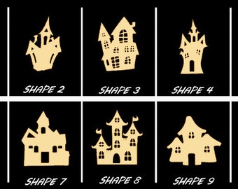 Smooth Laser Cut Haunted House Shape Set 6 - Unfinished Cutout - Many Sizes, Styles, and Designs - 3mm Or 6mm Wooden Craft Supply