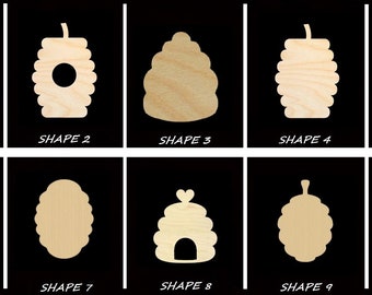 Smooth Laser Cut Beehive Shape Set 1 - Unfinished Cutout - Many Sizes, Styles, and Designs - 3mm Or 6mm Wooden Craft Supply
