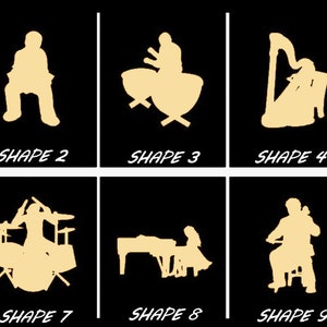 Smooth Laser Cut Musician Shape Set 2 - Unfinished Cutout - Many Sizes, Styles, and Designs - 3mm Or 6mm Wooden Craft Supply