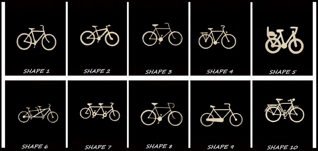 Smooth Laser Cut Bicycle Shape Unfinished Cutout Multiple Sizes, Styles