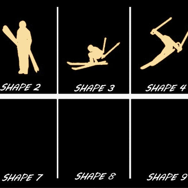 Smooth Laser Cut Freestyle Skier Shape Set 1 - Unfinished Cutout - Many Sizes, Styles, and Designs - 3mm Or 6mm Wooden Craft Supply