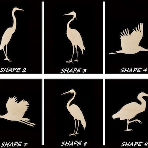 Smooth Laser Cut Bird Crane Shape Set 1 - Unfinished Cutout - Many Sizes, Styles, and Designs - 3mm Or 6mm Wooden Craft Supply