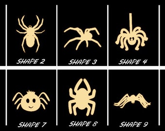 Smooth Laser Cut Spider Shape Set 2 - Unfinished Cutout - Many Sizes, Styles, and Designs - 3mm Or 6mm Wooden Craft Supply