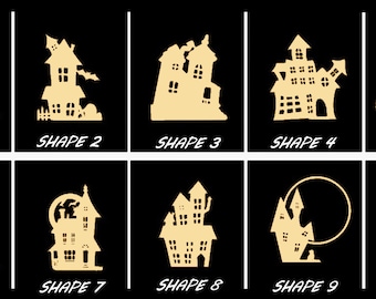 Smooth Laser Cut Haunted House Shape Set 3 - Unfinished Cutout - Many Sizes, Styles, and Designs - 3mm Or 6mm Wooden Craft Supply