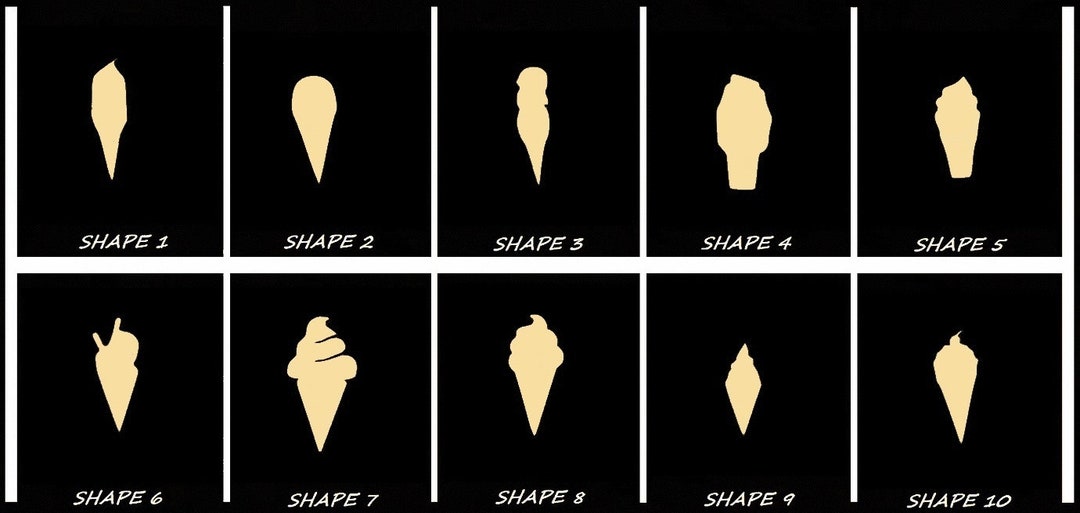 Smooth Laser Cut Ice Cream Cone Shape Unfinished Cutout Multiple Sizes, Styles, and Designs 1/4