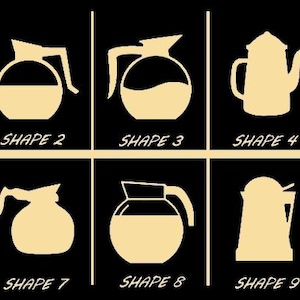 Smooth Laser Cut Coffee Pot Shape Set 1 - Unfinished Cutout - Many Sizes, Styles, and Designs - 3mm Or 6mm Wooden Craft Supply