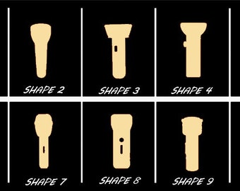 Smooth Laser Cut Flashlight Shape Set 1 - Unfinished Cutout - Many Sizes, Styles, and Designs - 3mm Or 6mm Wooden Craft Supply