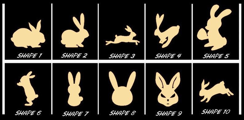 Cute Rabbit Shape Smooth Laser Cut Rabbit Shape Set 3 - Unfinished Cutout - Many Sizes ...