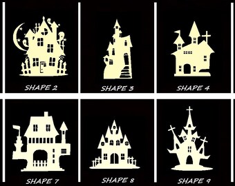 Smooth Laser Cut Haunted House Shape Set 2 - Unfinished Cutout - Many Sizes, Styles, and Designs - 3mm Or 6mm Wooden Craft Supply