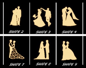Smooth Laser Cut Bride And Groom Shape set 1 - Unfinished Cutout - Many Sizes, Styles, and Designs - 3mm Or 6mm Wooden Craft Supply