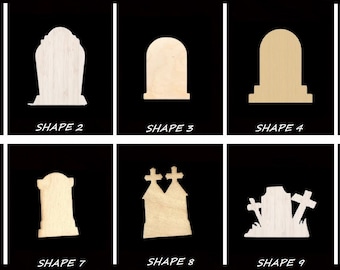 Smooth Laser Cut Tombstone Shape Set 1 - Unfinished Cutout - Many Sizes, Styles, and Designs - 3mm Or 6mm Wooden Craft Supply