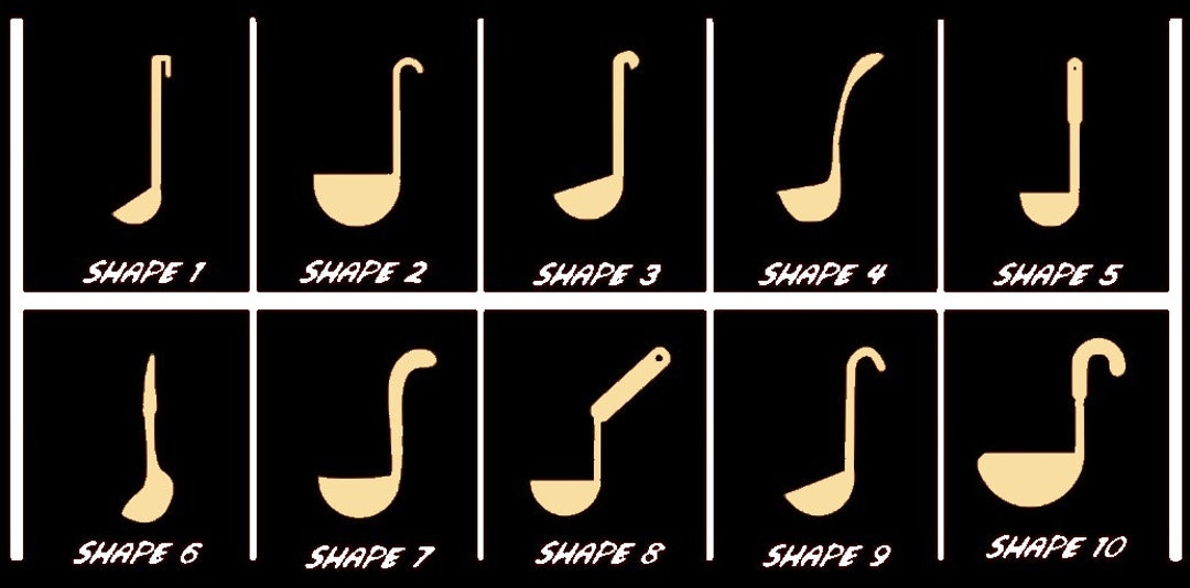 Smooth Laser Cut Ladle Shape Unfinished Cutout Multiple Sizes, Styles