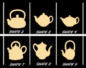 Smooth Laser Cut Tea Kettle Shape Set 1 - Unfinished Cutout - Many Sizes, Styles, and Designs - 3mm Or 6mm Wooden Craft Supply