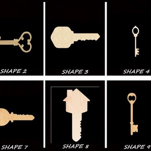 Smooth Laser Cut Key Shape Set 1 - Unfinished Cutout - Many Sizes, Styles, and Designs - 3mm Or 6mm Wooden Craft Supply