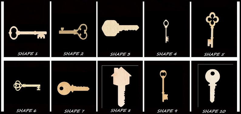 Smooth Laser Cut Key Shape Set 1 - Unfinished Cutout - Many Sizes ...