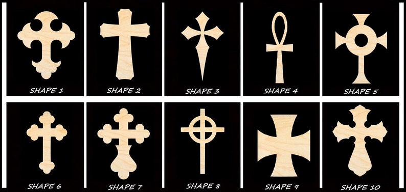 Smooth Laser Cut Cross Crucifix Shape Unfinished Cutout Multiple Sizes, Styles, and Designs 1/4 Thick Birch Wood Craft Supply image 1