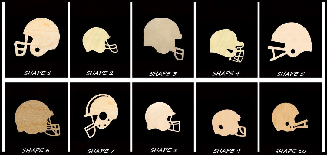 Smooth Laser Cut Football Helmet Shape Unfinished Cutout Multiple Sizes