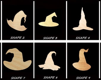 Smooth Laser Cut Witch Hat Shape Set 1 - Unfinished Cutout - Many Sizes, Styles, and Designs - 3mm Or 6mm Wooden Craft Supply